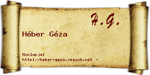 Héber Géza névjegykártya